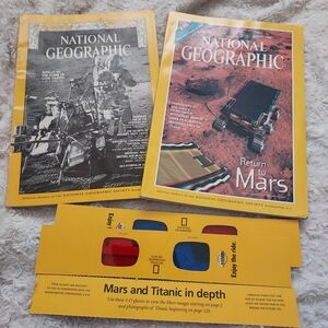 National Geographic 1971 Apollo 14 & 1998 Mars Edition with 3D Glasses